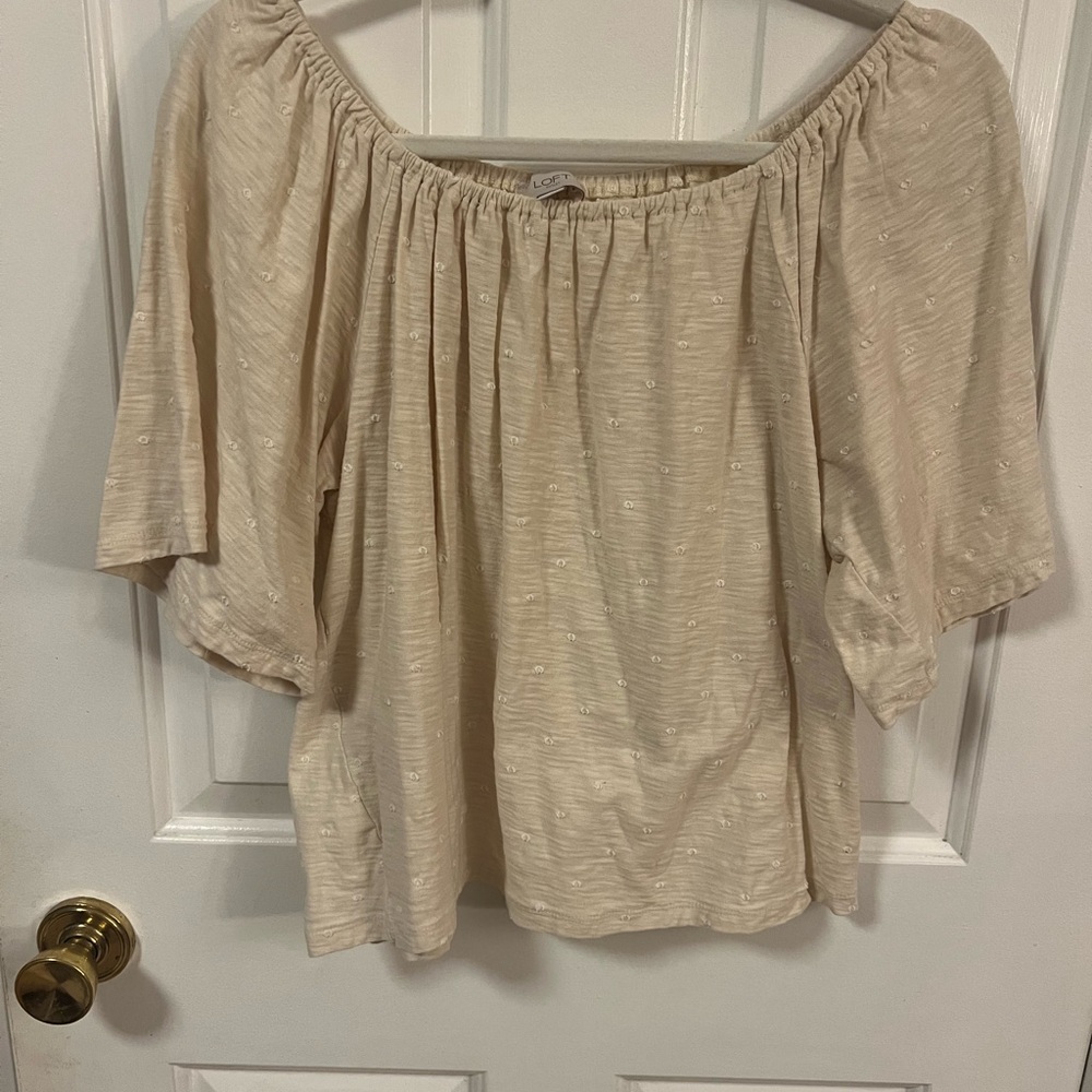 Women's Oat color Off-Shoulder Top Med